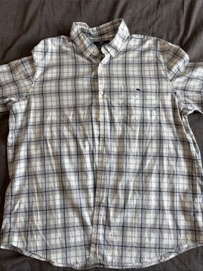 Vineyard Vines Men's White & Blue Plaid Button-Down Shirt